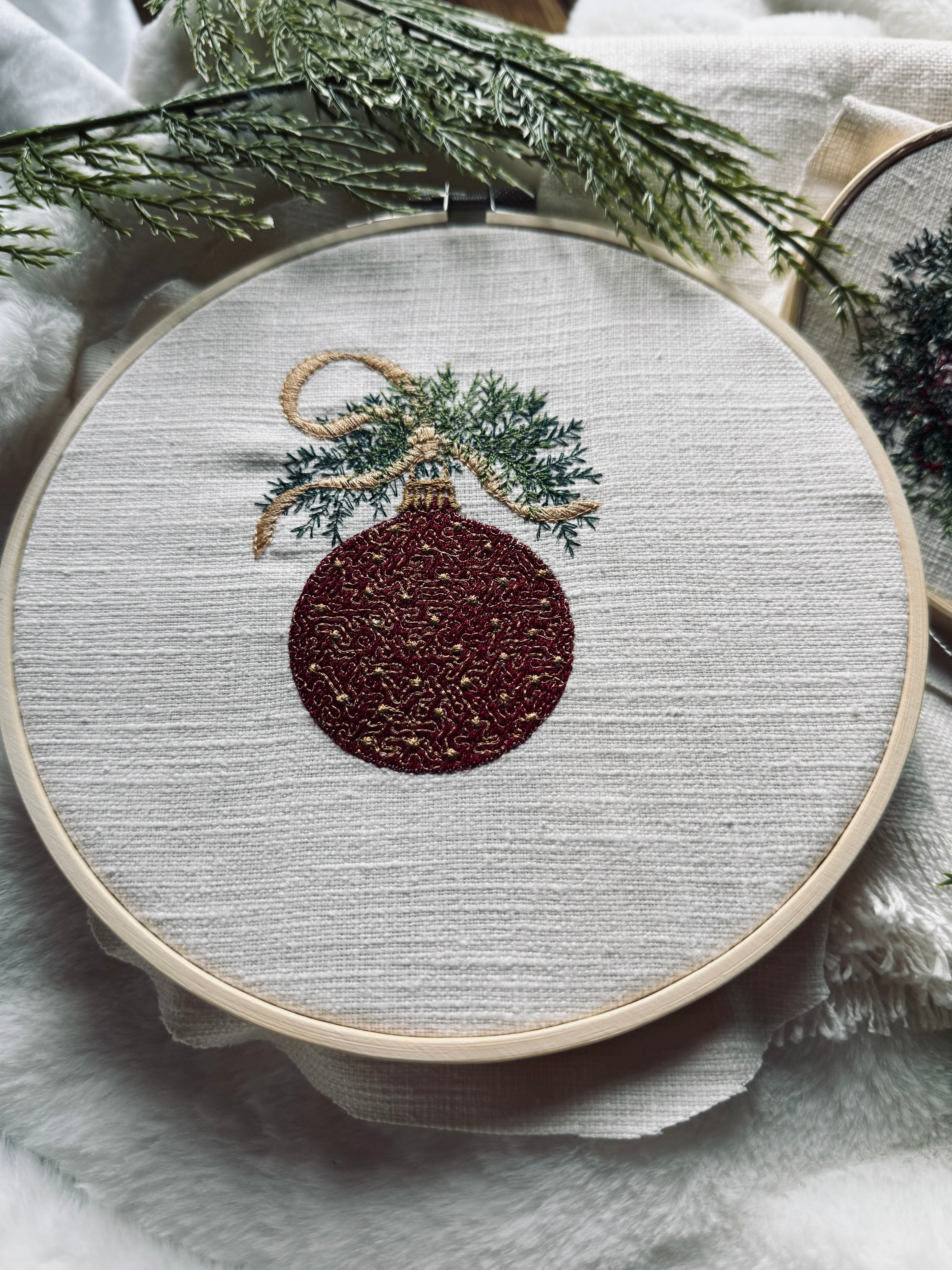 Christmas Ornament Fringed Tea Towel